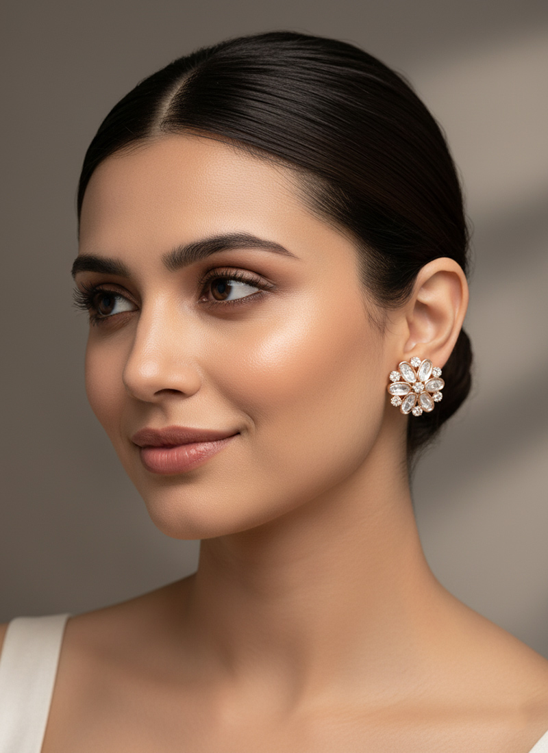 White Kundan Drops Festive Wear