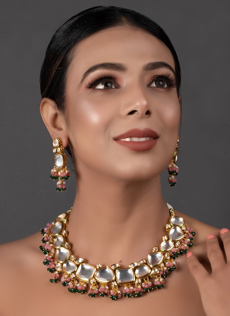 White Kundan Meenakari And Bead Work Two Side Wearable Choker After Six Wear