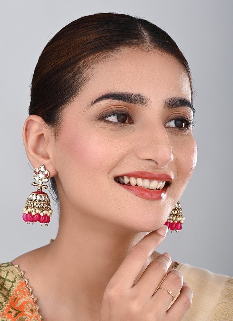 White Kundan Meenakari Jhumka Earrings After Six Wear
