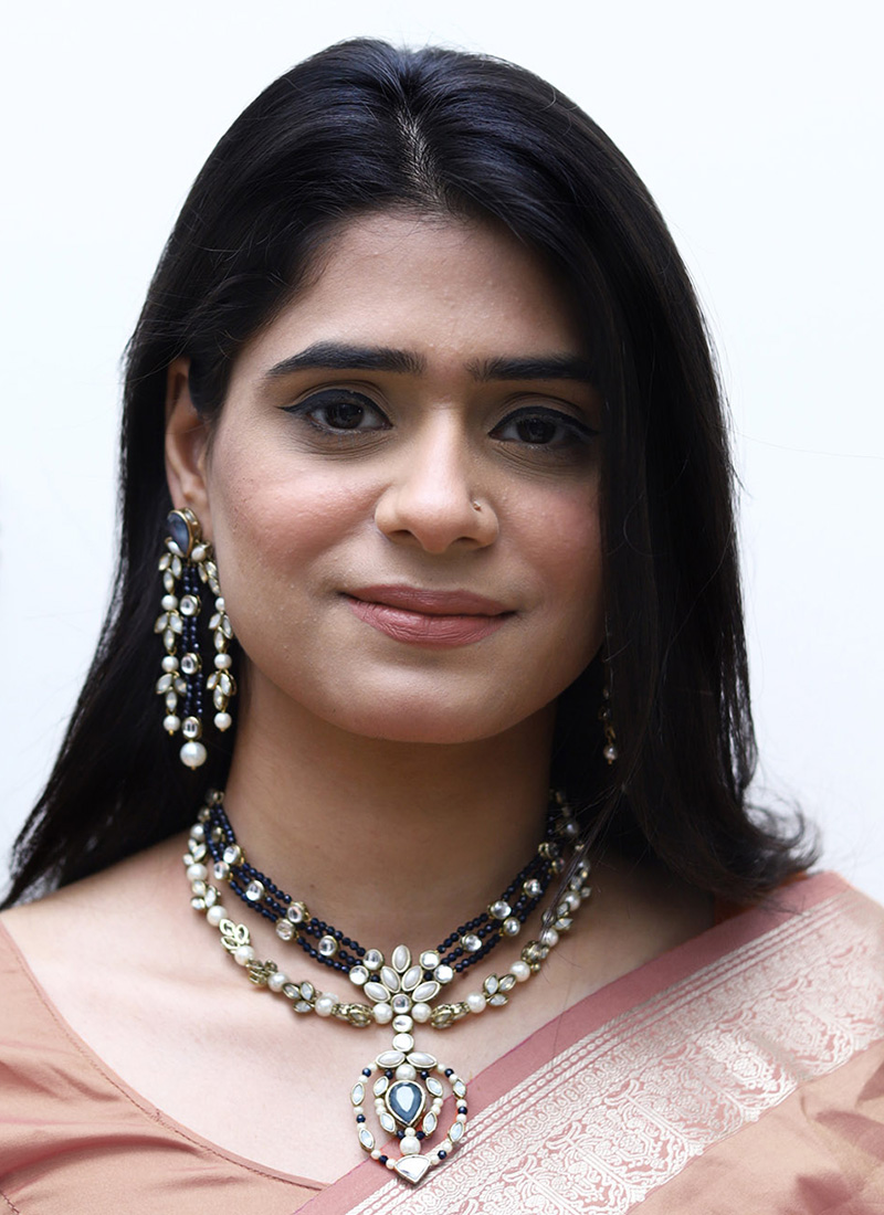 White Kundan Moti And Beads Necklace