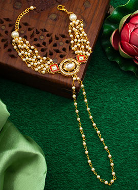 White Kundan Moti And Meenakari Work Bracelets