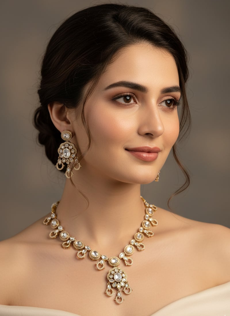 White Kundan Necklace Set