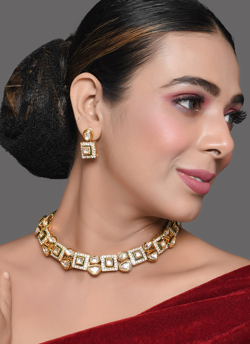 White Kundan Necklace Set Party Wear