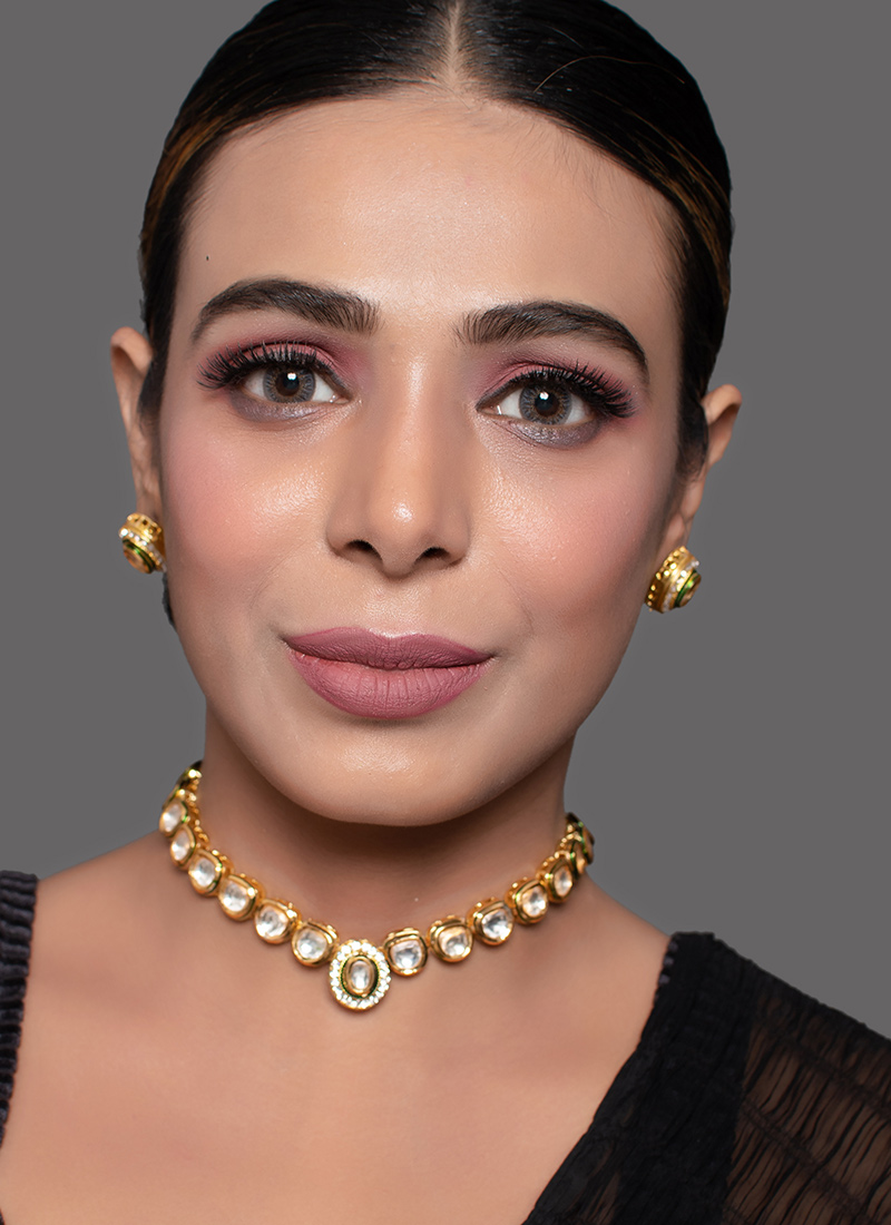 White Kundan Necklace With Earrings Party Wear