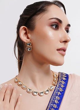 White Kundan Polki American Diamond Necklace