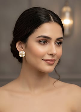 White Kundan Studs