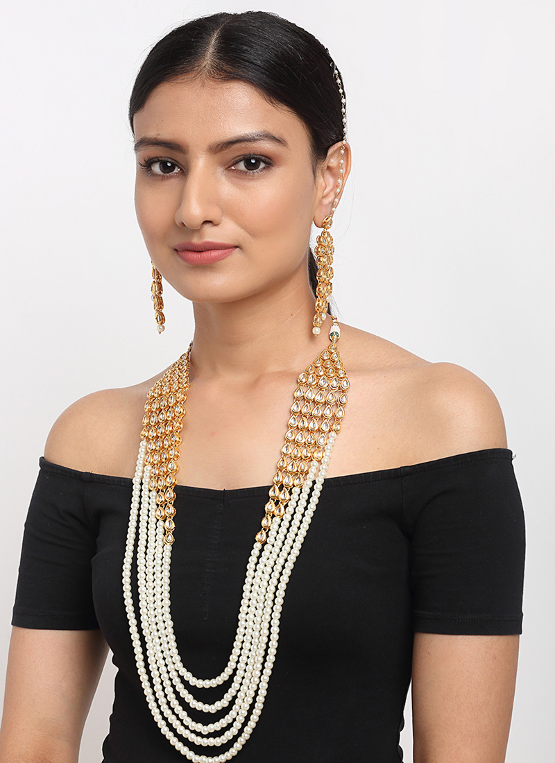 White Kundan With Moti Necklace Wedding Wear