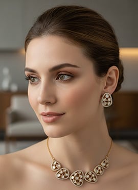 White Kundan With Stone Work Choker Set