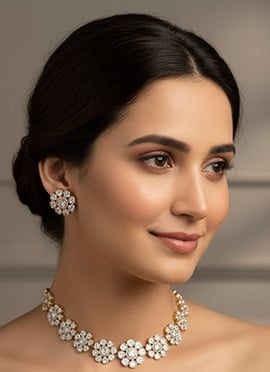 White Kundan With Stone Work Choker Set