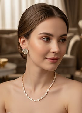 White Kundan With Stone Work Necklace Set