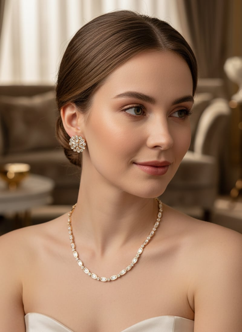 White Kundan With Stone Work Necklace Set