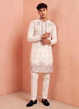White Lachka Embroidered Kurta Pyjama