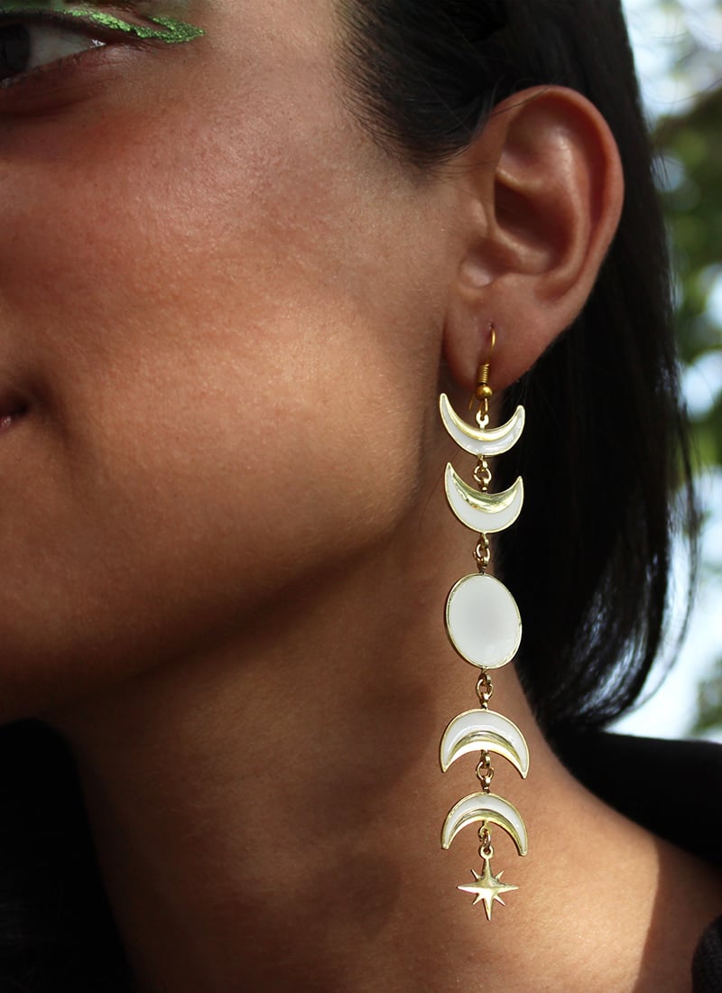 White Moon Danglers Festive Wear