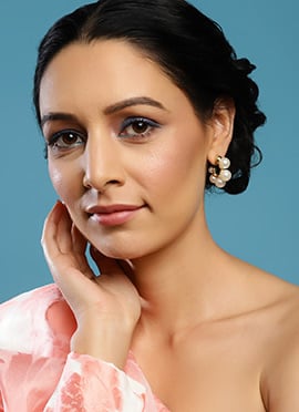 White Moti Adorned Hoops