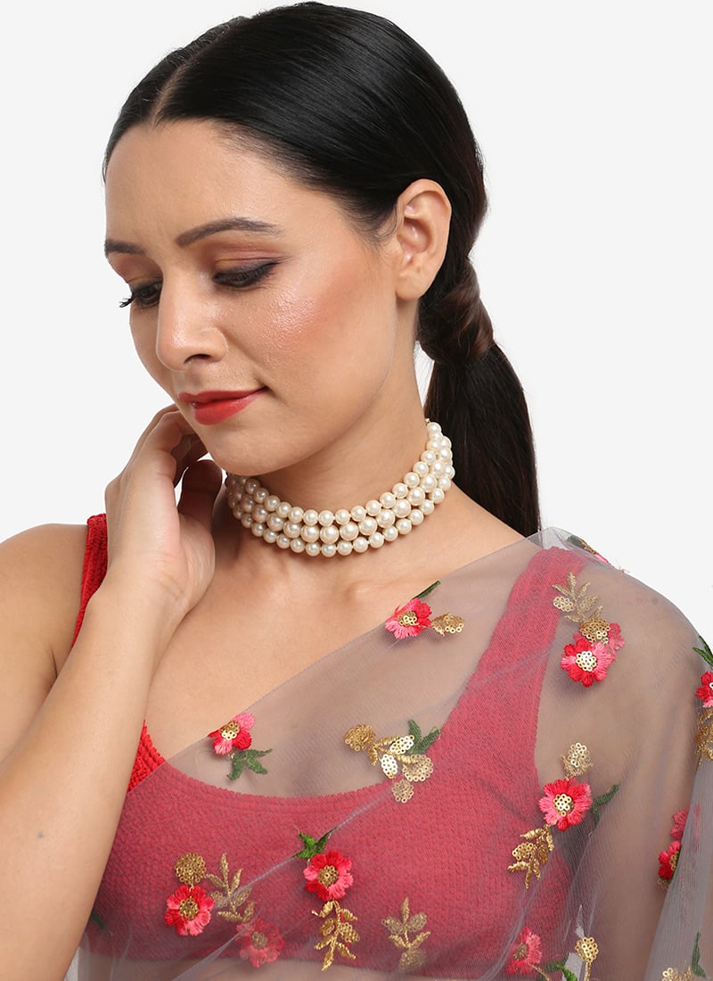 White Moti Choker Wedding Wear