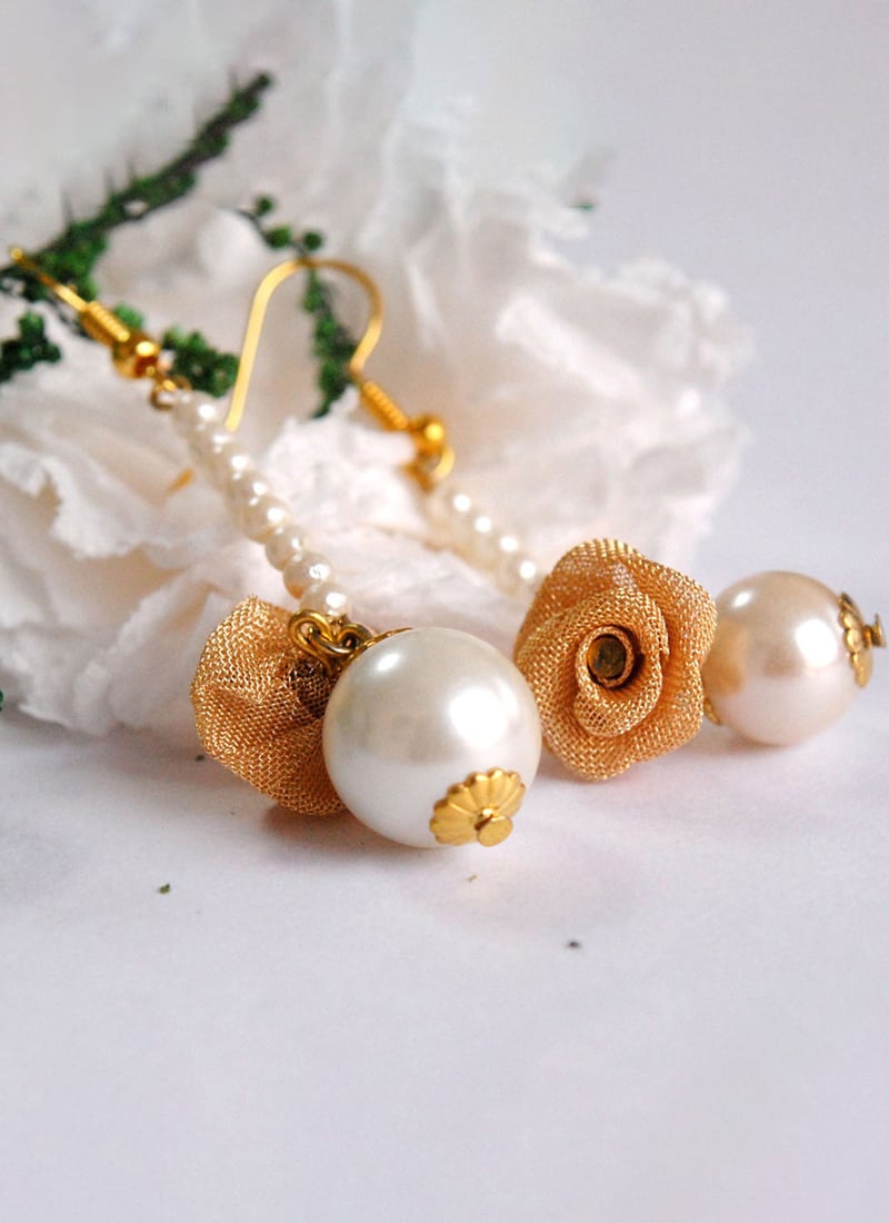 White Moti Danglers After Six Wear