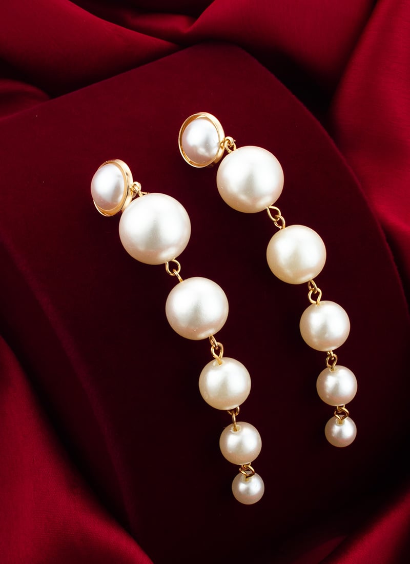 White Moti Danglers After Six Wear