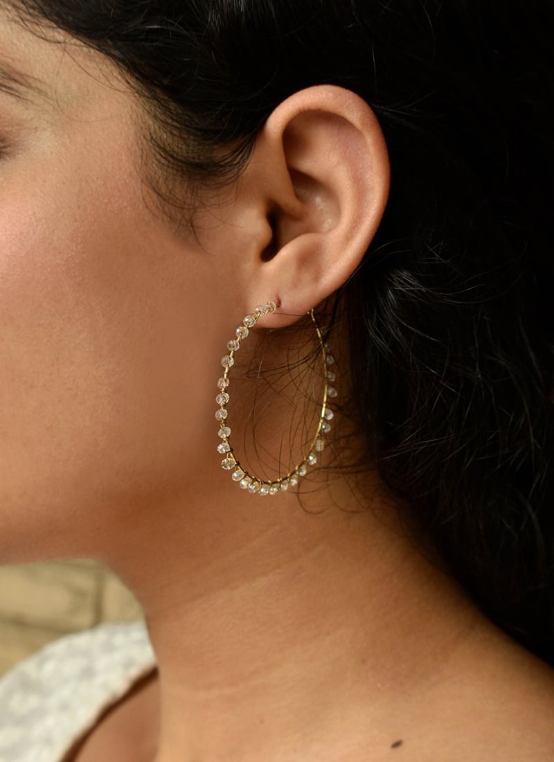 White Moti Hoops After Six Wear