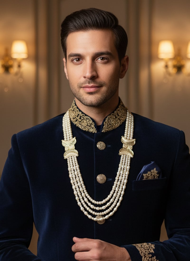 White Moti Men Necklace