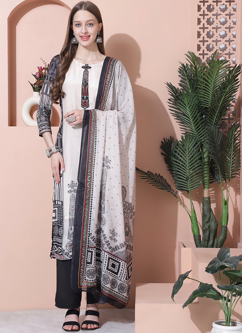 Heavy Muslin Silk Blue Salwar Kameez Suit Anarkali Bottom main image 0