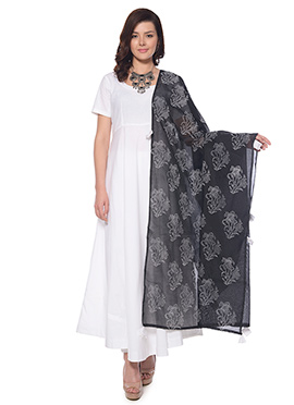 plain white anarkali