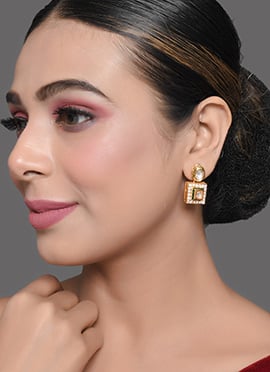 White N Green Drops Earrings