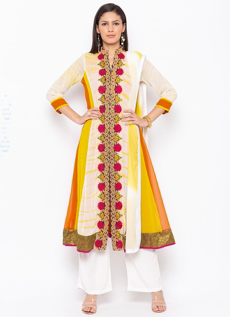 Tri Coloured Palazzo Suit Party Wear