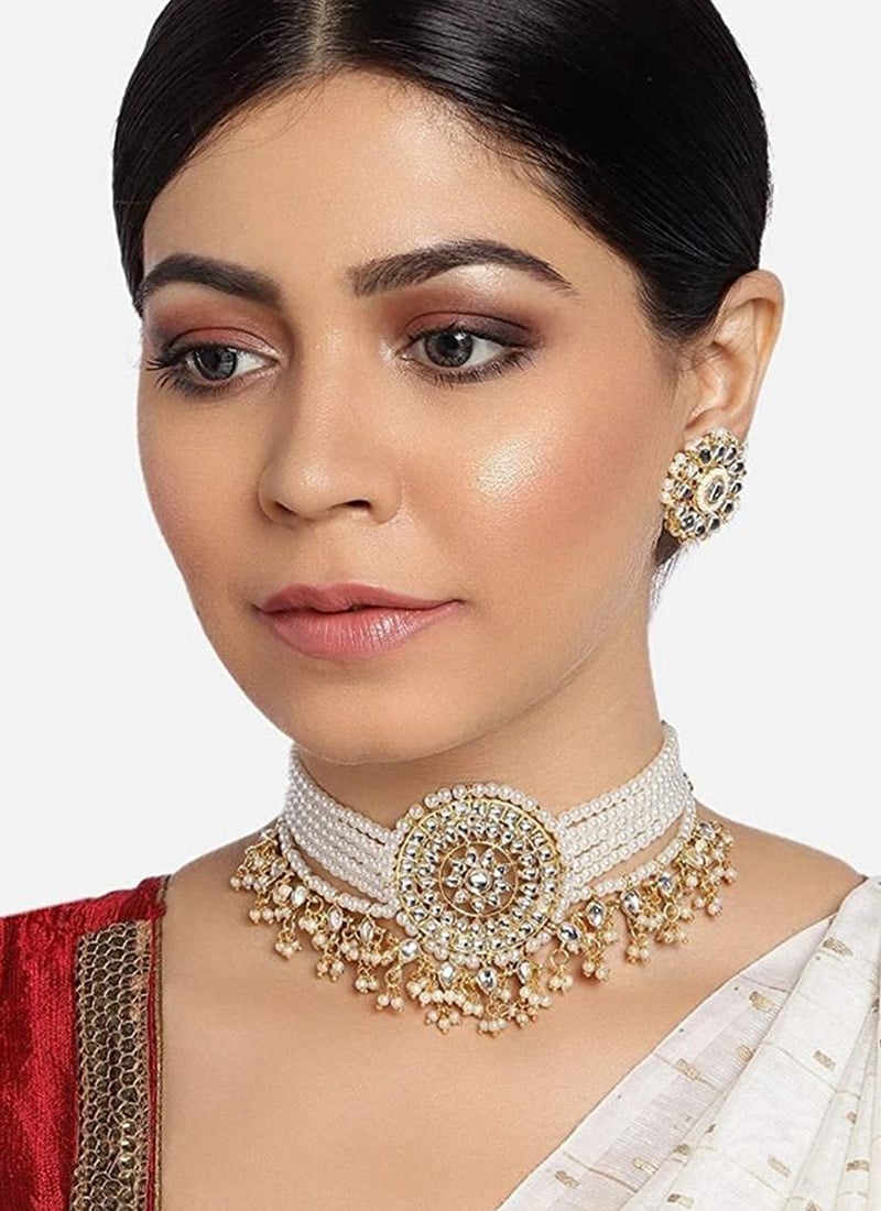 White Alloy Kundan Neck Jewellery JYNSMKNS12103