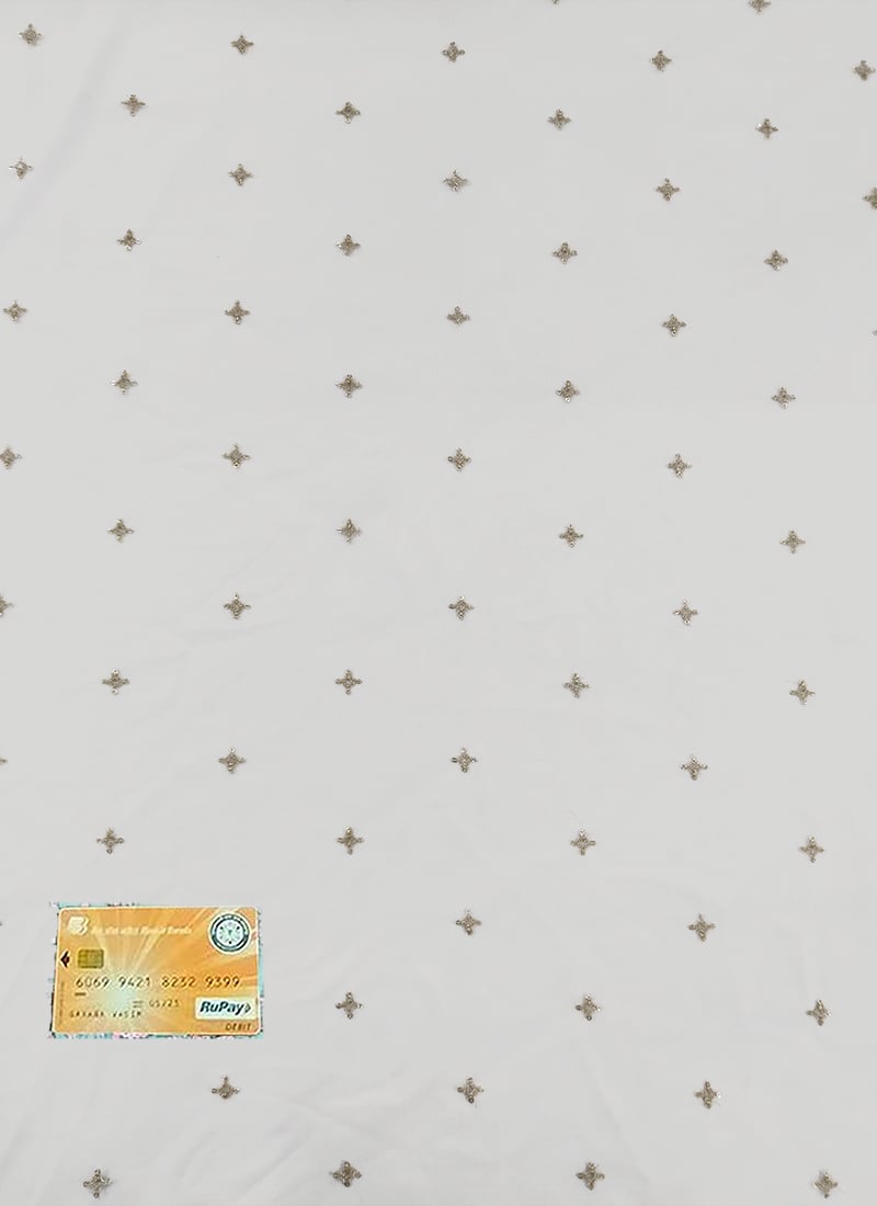 White Net Embroidered Fabric
