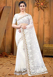 white wedding saree