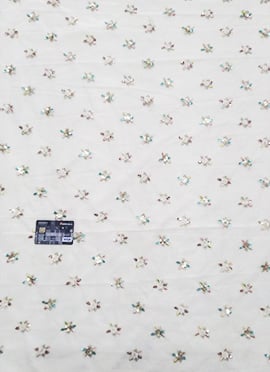 White Net Sequins Embroidered Fabric