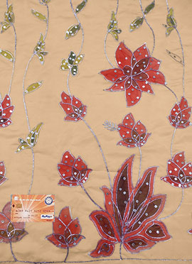 Yellow Organza Embroidered Fabric