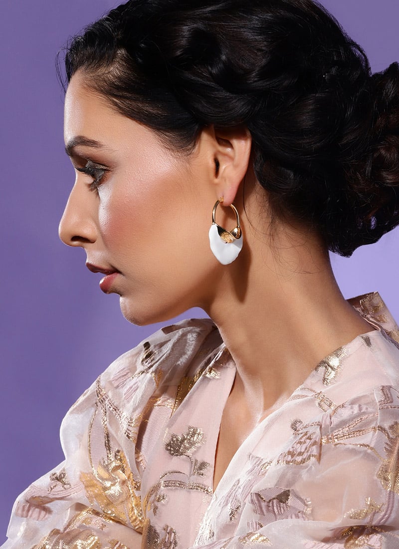 White Pearl Adorned Hoops Festive Wear
