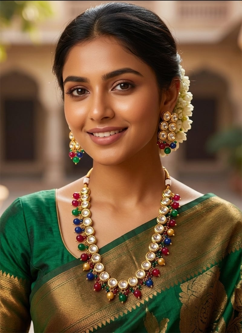 White Pearl Style Kundan Necklace Set After Six Wear