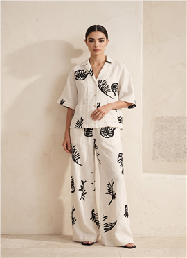 White Printed Cotton Co Ord Set