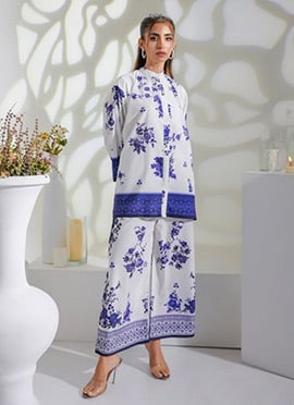 White Rayon Digital Print Co ord sets