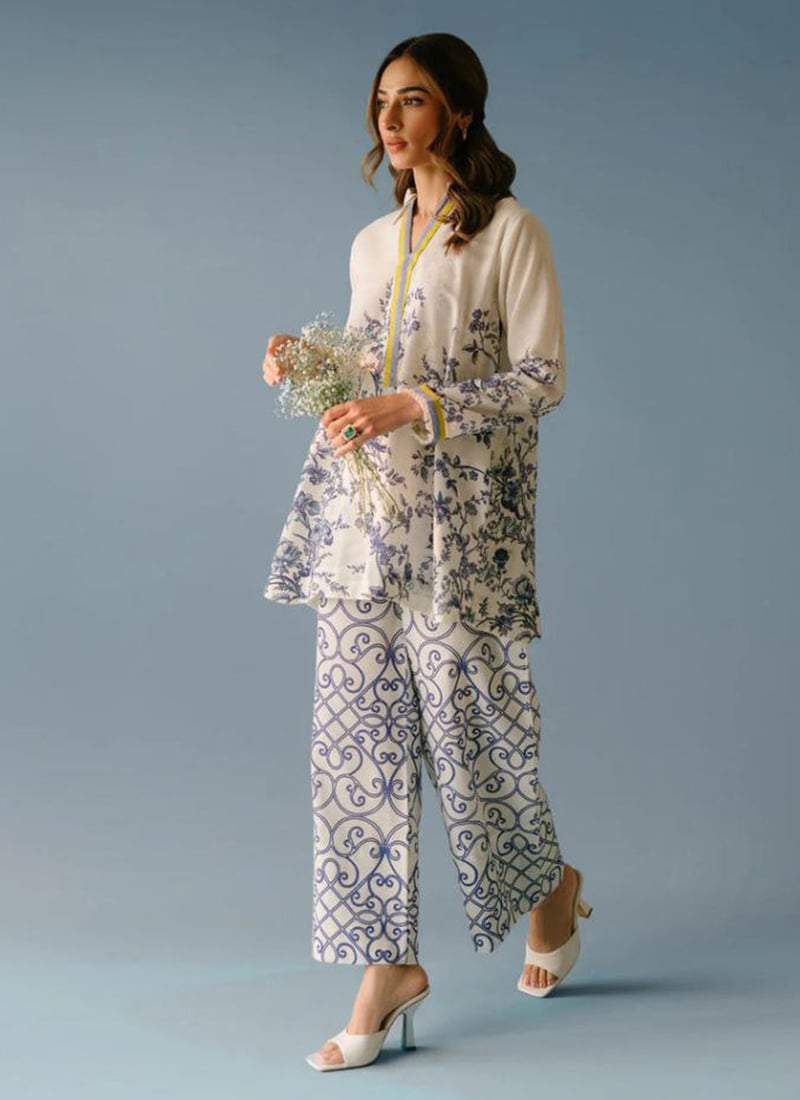 White Rayon Digital Print Co ord sets After Six Wear