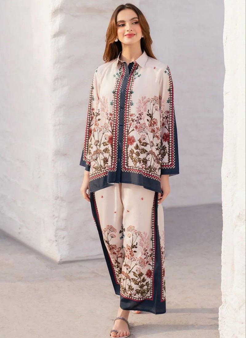 White Rayon Digital Print Co ord sets After Six Wear
