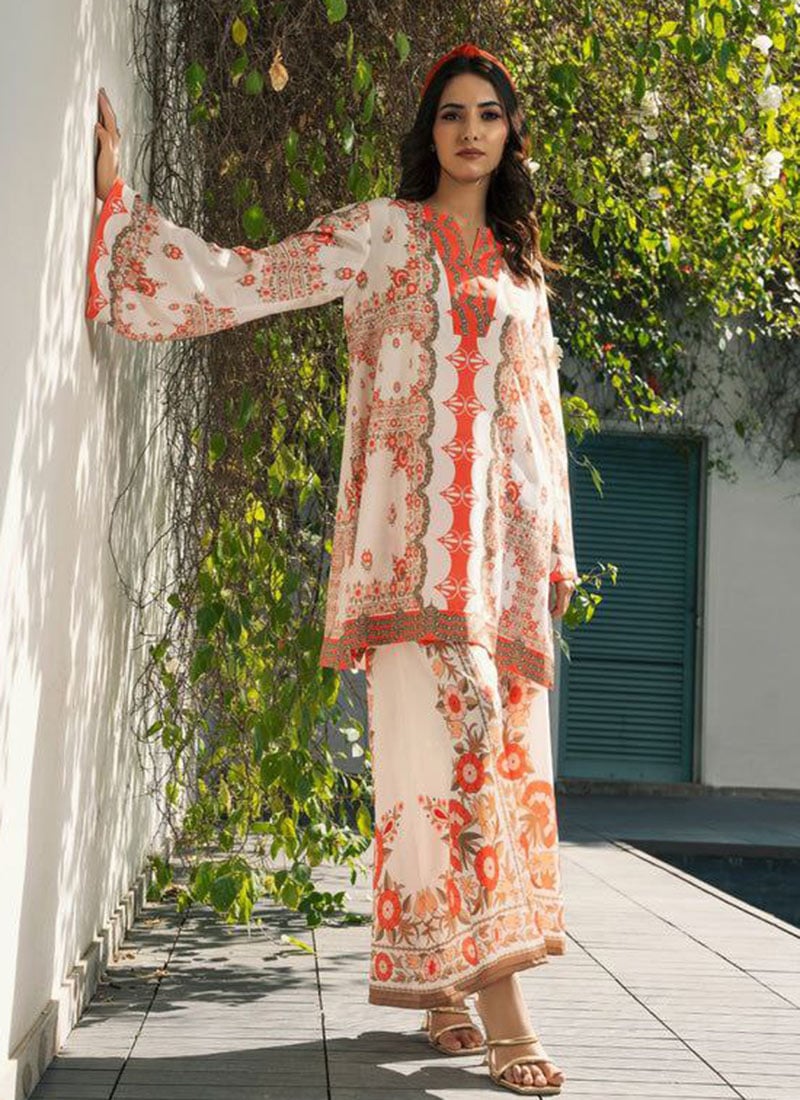 White Rayon Digital Print Co ord sets After Six Wear