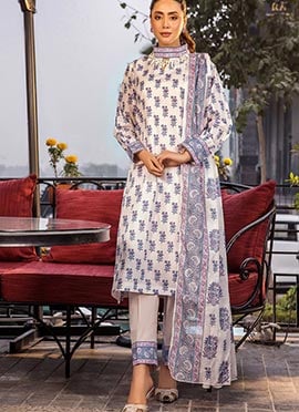 White Rayon Digital Print Straight Pant Suit