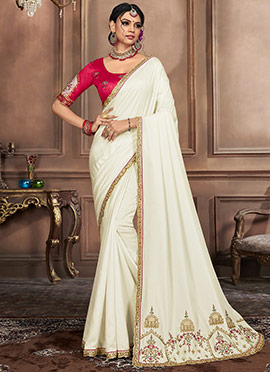 white saree jacket