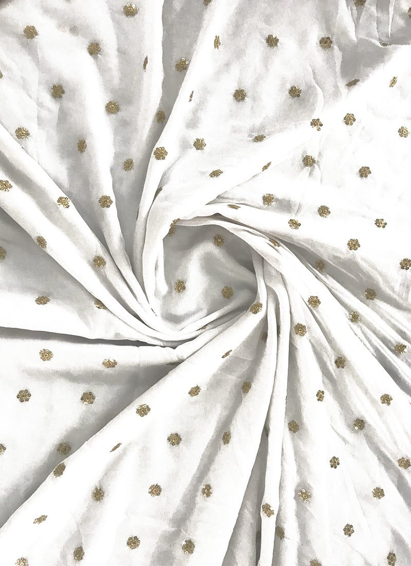 Ready To Dye Sequins Embroidered Chiffon Fabric