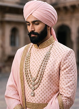 White Stone Medallion Layered Mens Mala