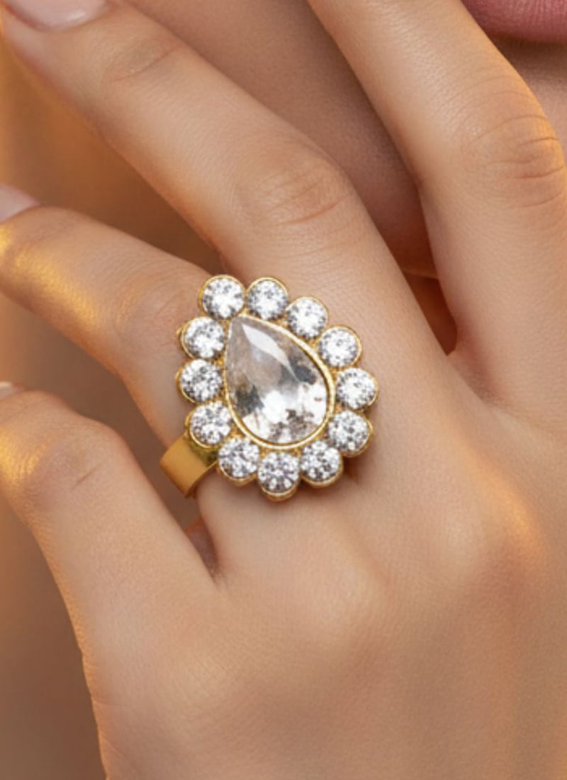 White Stones Kundan Ring