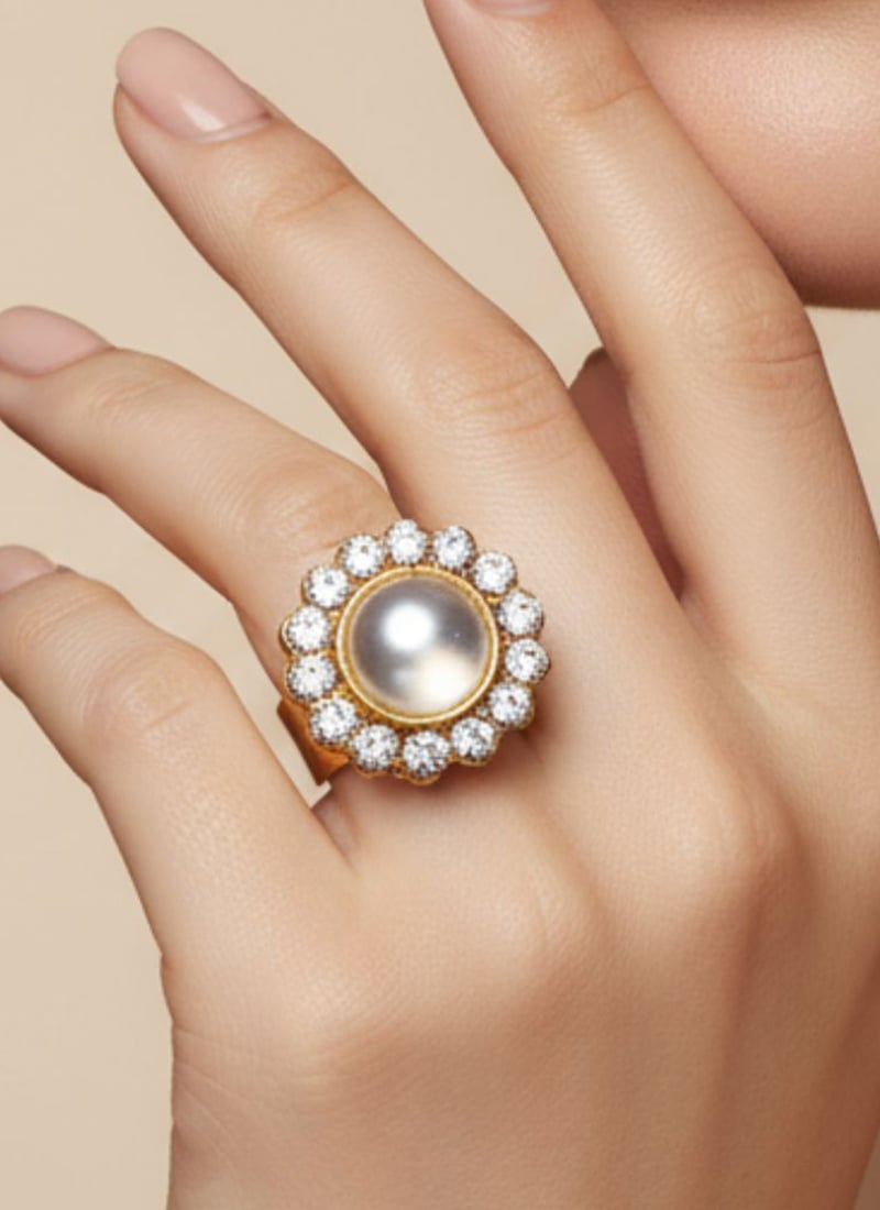 White Stones Kundan Ring Festive Wear