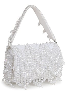 White Suede With Moti Sling Bag