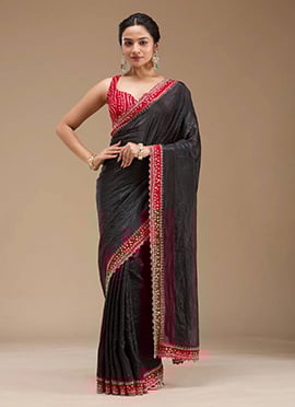 White Tissue Crush Bandhini Saree