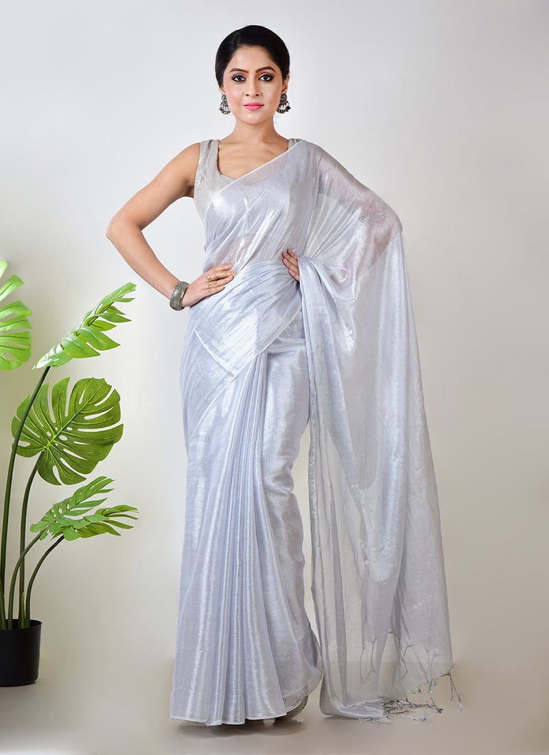 White Tissue Saree