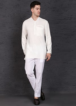 White Viscose Cotton Kurta