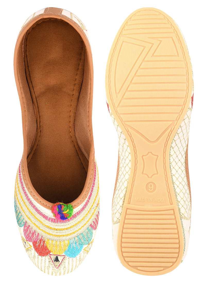 White Zari Embroidered Juti